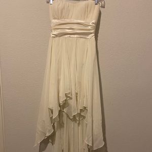Off white high low strapless dress